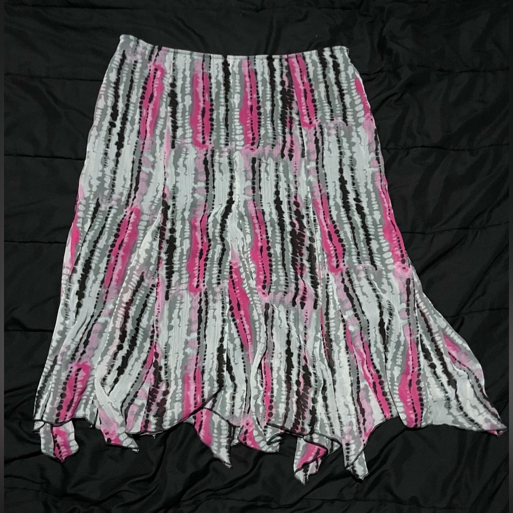 90s y2k gray pink midi skirt
